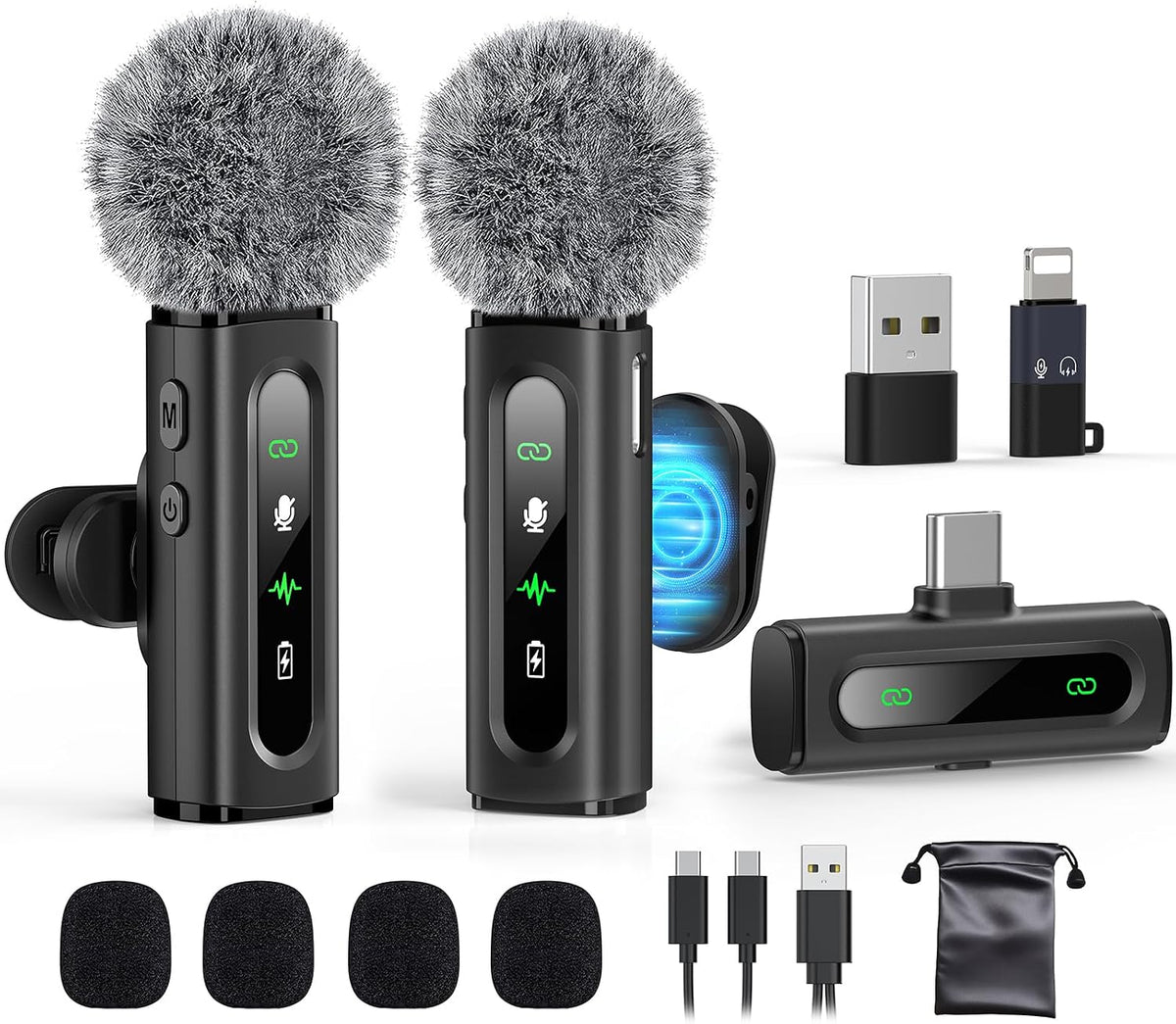 Micrófono Lavalier Inalámbrico USB-C con Clip y Reducción de Ruido (No Incluye Bolsa)