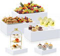 Juego Risers Buffet Extra Grande Leinuosen 5 Piezas 41 x 22 x 13 cm Rectangular Caja Acrílico Banquete Postre Mesa Riser Alimentos Soporte Decorativo Fondo Hueco Catering Blanco