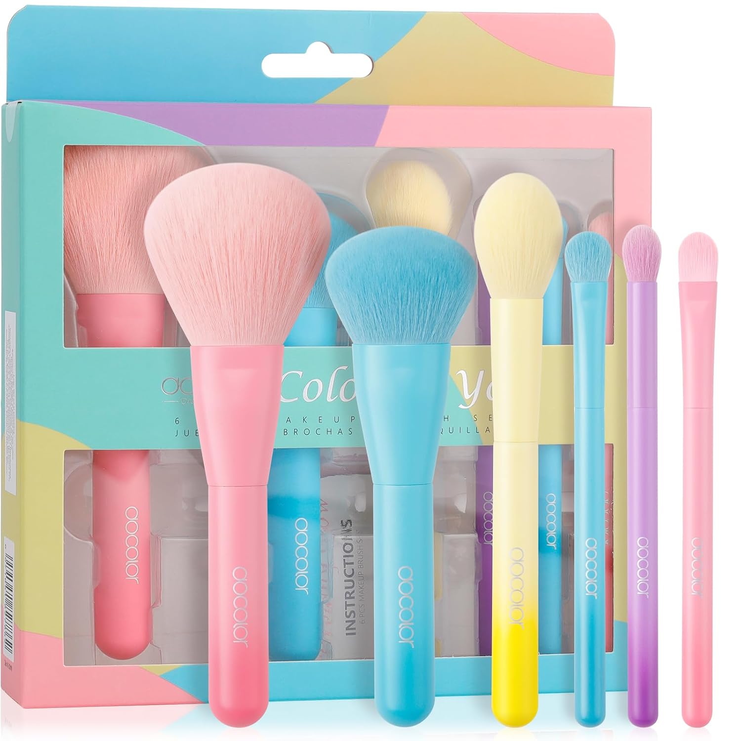 ⚠️ LE FALTA UNA BROCHA - VER FOTOS | Set de 6 Brochas de Maquillaje docolor — Cara Completa y Ojos, Base, Polvo, Rubor, Corrector y Sombra | Vegano