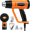 Pistola de calor SEEKONE de 1800 W, resistente, de calentamiento rápido, con kit de pistola de aire caliente de doble temperatura de 752° y 1112°, 400° a 600° y 4 boquillas con protección contra sobrecalentamiento para manualidades, encogimiento de PVC y