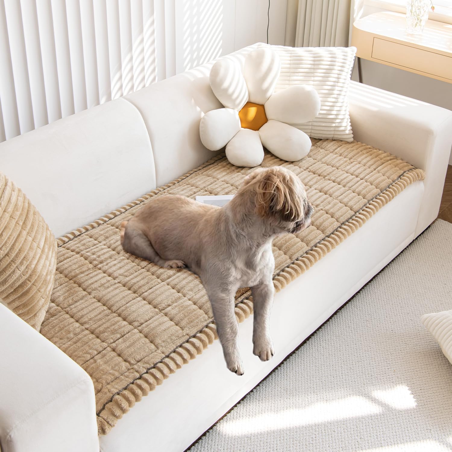 Gumfolk Non Slip Fuzzy Pet Couch Covers for Sofa, Washable Couch Cushion Covers for Large Dogs