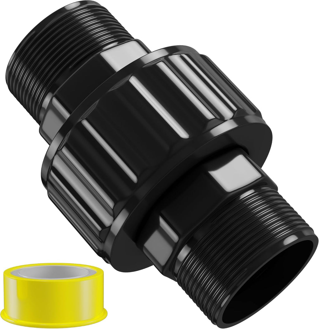 Unión SP1480BLK de 3.8cm para Piscina - Accesorio de Filtro Bomba Compatible con Filtros Hayward DE y Cartuchos, Conexión Macho Doble Automática