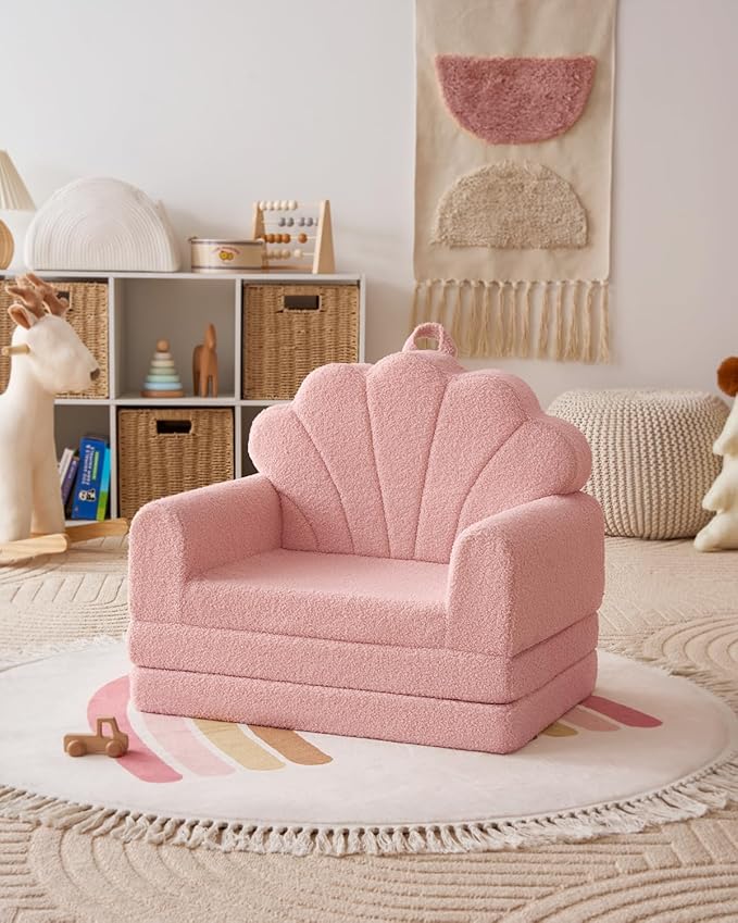 Sofá Infantil Blissful Diary 2 en 1 – Silla y Tumbona Convertible para Niños, Color Rosa
