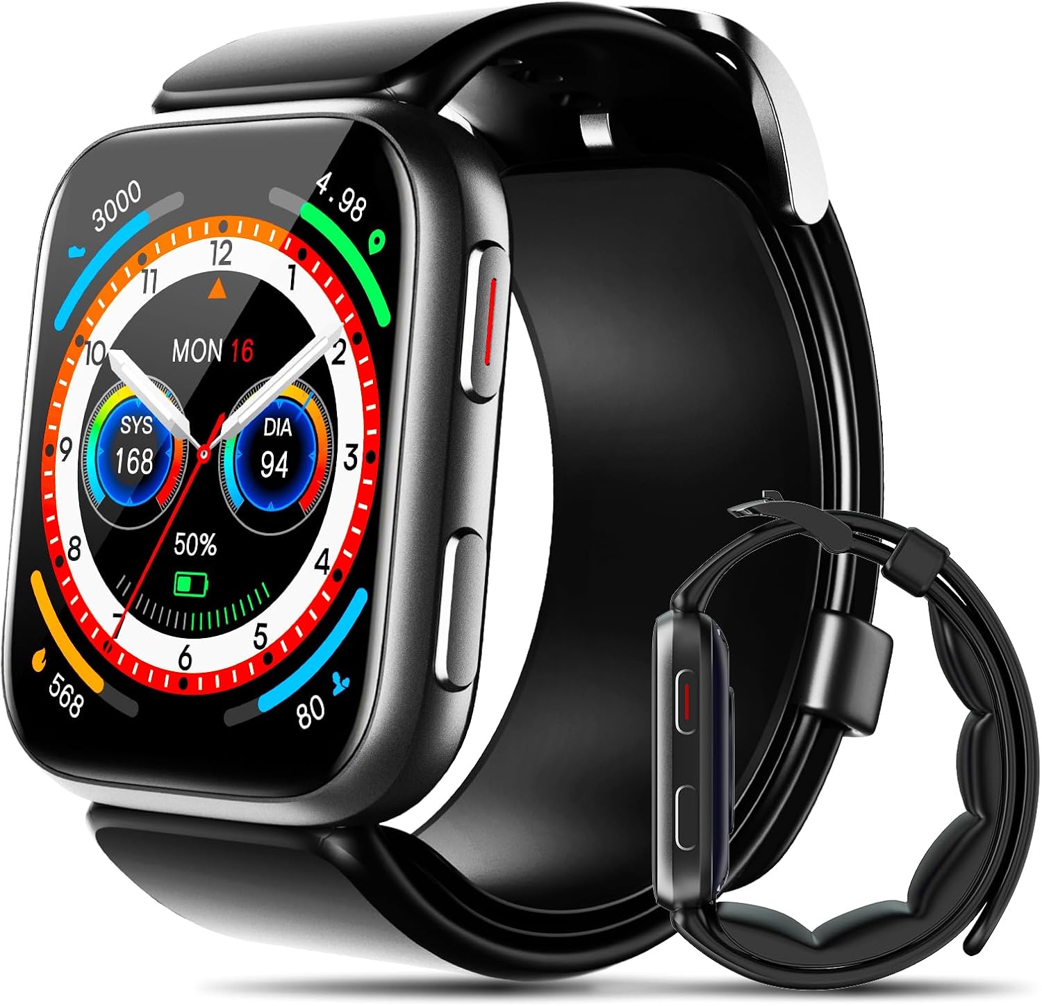 BP Doctor Smart Watch 1.95" Blood Pressure Smart Watch with Air Pump Band, Blood Pressure Watch with Sleep Heart Rate Monitor, Pedometer, Monitor Watch Supports Data Sharing, Reminder Monitoring
