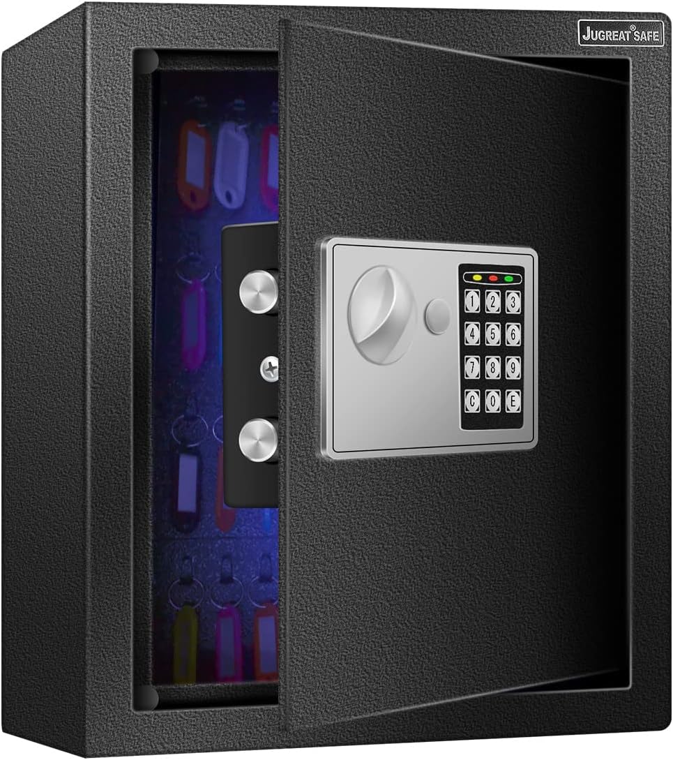 Gabinete de 80 Llaves JUGREAT con Luz Sensor Caja de Seguridad de Llaves Electrónica Caja de Almacenamiento sin Código PIN para Llaves Caja Fuerte Segura Montada en Pared con 80 Etiquetas de Llaves