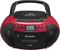 Boombox Portátil G Keni — Reproductor CD y Casete con Radio AM/FM, Bluetooth 5.1, USB y Control Remoto (Rojo)