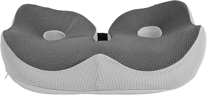 AUNMAS - Cojín de Asiento Espuma Viscoelástica | Soporte Cóccix en U | Silla de Oficina y Auto | Gris
