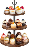 Soporte para cupcakes OugeWood, soporte para cupcakes de 3 niveles, juego de exhibición de mesa de postres rústicos, torre de cupcakes de madera, soporte para pasteles, bandeja escalonada para bodas, cumpleaños, baby showers, 1 paquete