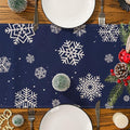 Camino de mesa de Navidad, camino de mesa de invierno, azul marino, camino de Navidad para mesa, copos de nieve, camino de Navidad, decoración de mesa de temporada de invierno, día festivo