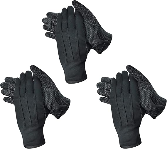 Guantes de algodón con cuentas para mujeres y hombres con agarre, antideslizantes, uniforme, guantes de policía con puño a presión