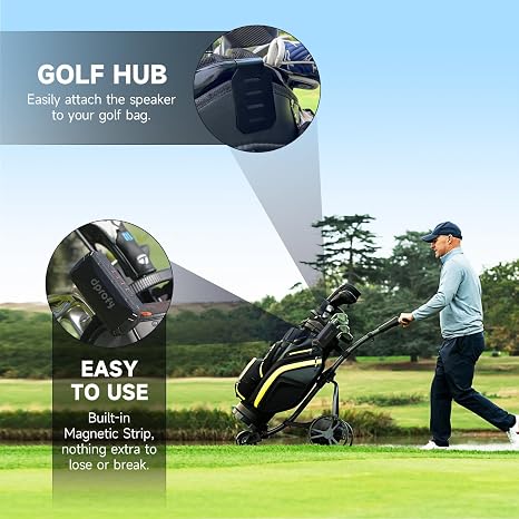 Bocina Bluetooth Magnética para Golf – Resistente al Agua IPX6, 24H Batería, TWS y Tarjeta SD | Carrito de Golf
