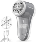 BEAUTURAL Afeitadora de tela, removedor de pelusa recargable para ropa, afeitadora eléctrica de pelusa con cuchillas de 6 hojas, afeitadoras de suéter para pelusa, bolas de pelusa, bolitas