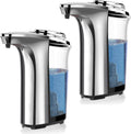 Dispensador automático de jabón PZOTRUF, dispensador de jabón líquido para platos sin contacto de 500 ml con sensor infrarrojo mejorado, 5 niveles de dispensación de jabón ajustables, dispensador de jabón líquido para manos para baño (juego plateado)