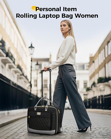 MATEIN Maletín con ruedas grandes, aprobado por aerolíneas, bolsa para computadora portátil con ruedas para mujeres y hombres, bolsa enrollable para computadora