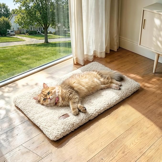 Cama Autocalentable para Gatos, Alfombra Autocalentable para Gatos y Perros de 24 x 18 pulgadas, Almohadilla Térmica Extra Cálida para Mascotas de Interior y Exterior con Funda Extraíble, Base