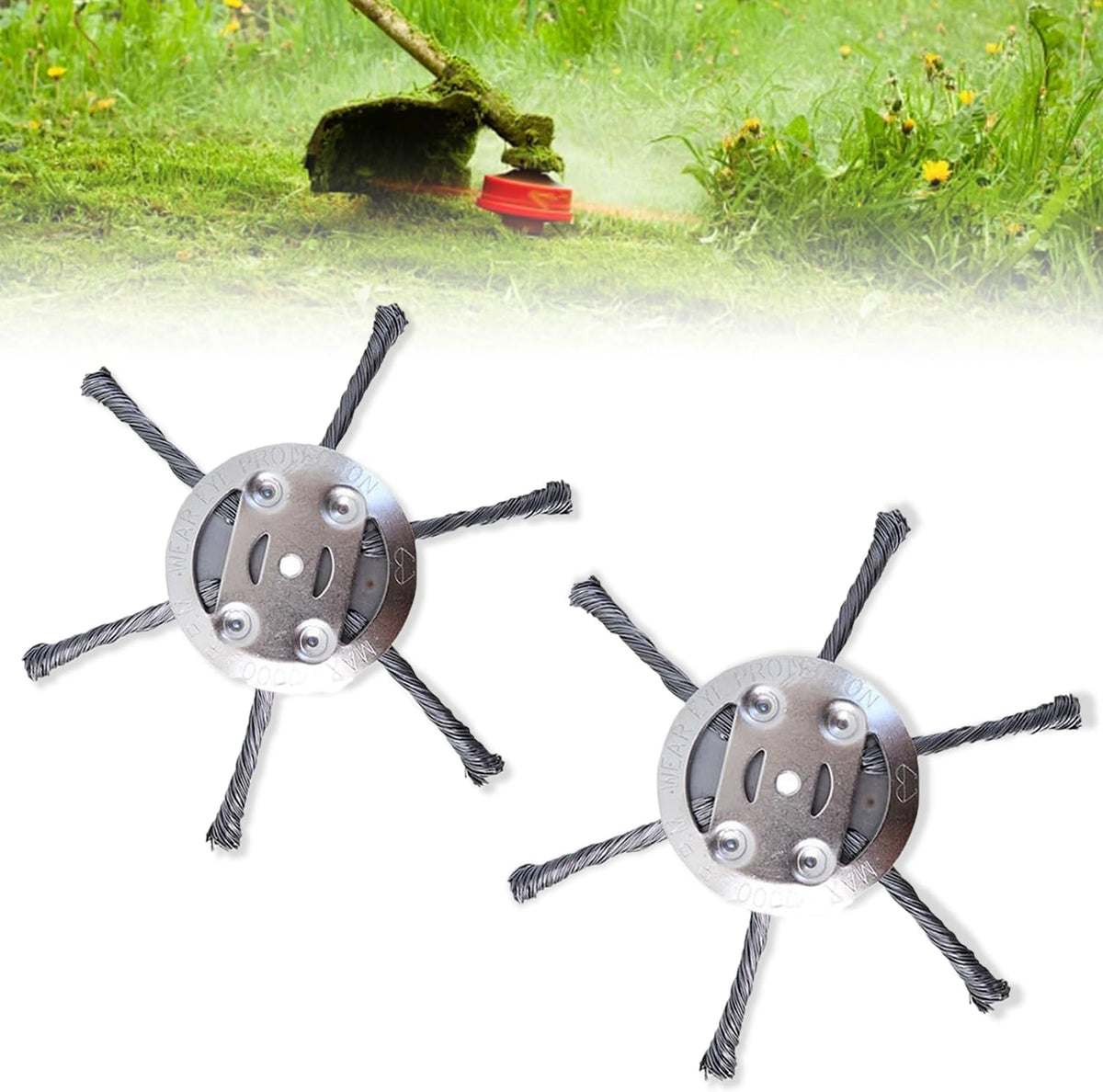 Hojas Cortador de Maleza 15cm, 2 Piezas Cabeza Cortadora de Pasto Acero Inoxidable, para Cortador de Cuerda Eléctrico sin Cable Alimentado por Batería