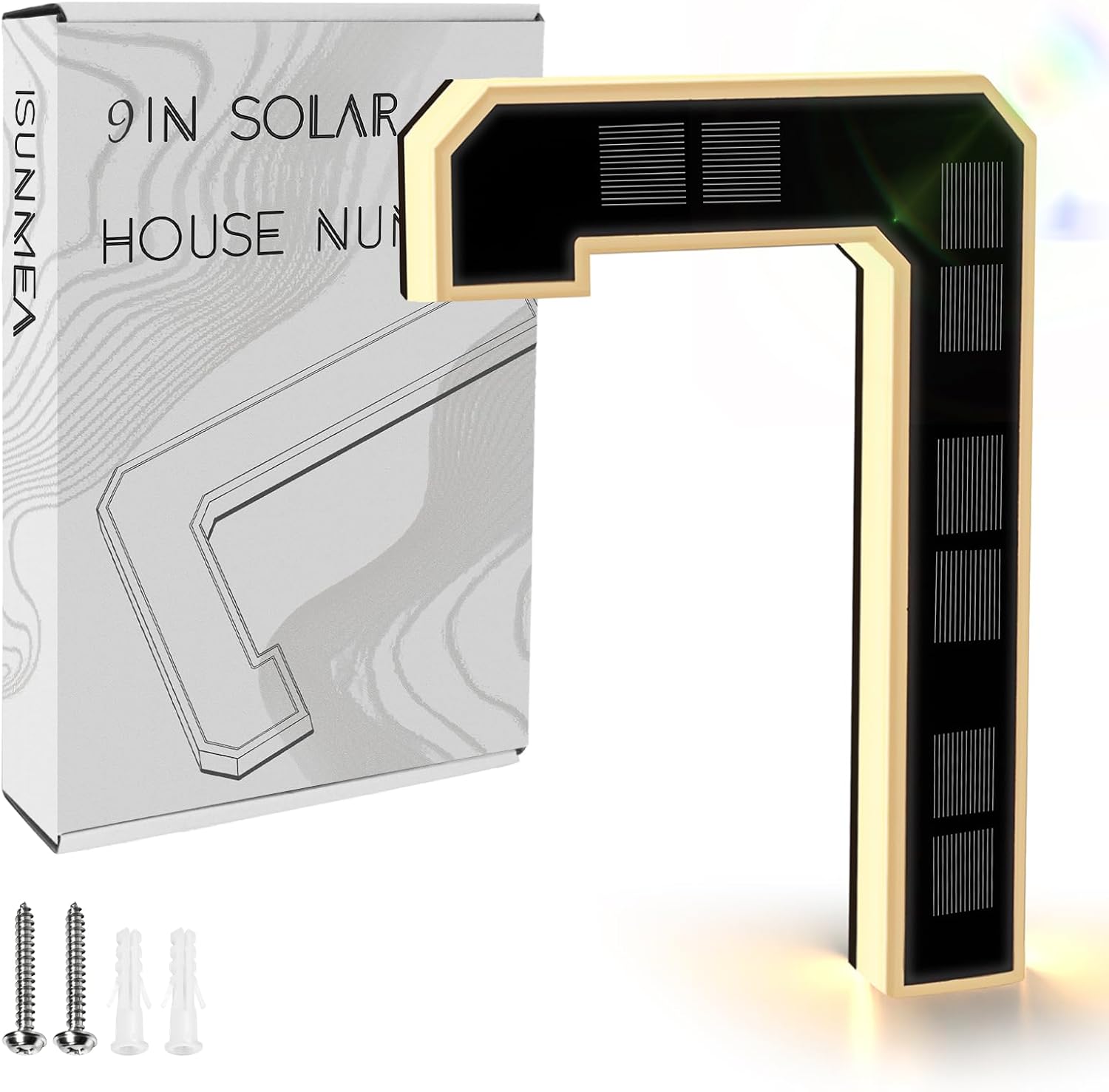 ISUNMEA 9 Inch Solar Lighted House Numbers for Outside, Light Up Waterproof LED Address Numbers Signs for Houses, Large Personalized Illuminated Exterior Modern House Numbers Light (7-Black, 9IN)
