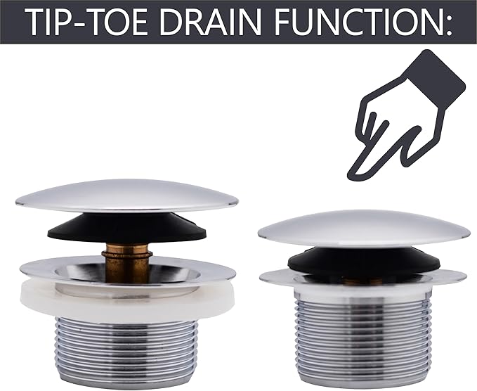 Tapón de desagüe para bañera Westbrass D398R-26 de 1-1/2" con rosca gruesa NPSM, tipo hongo, paquete de 1, cromo pulido