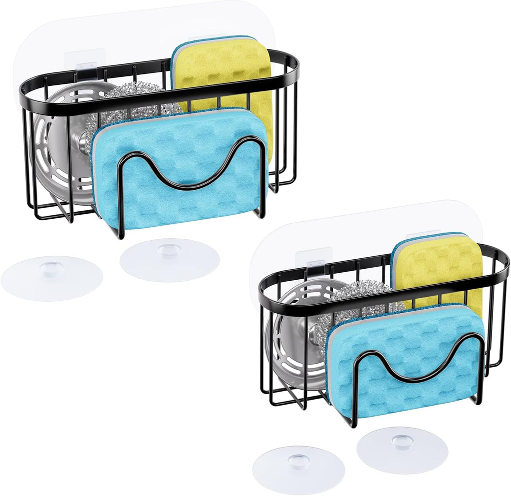 HapiRm Portaesponjas Multifuncional en Forma de M | Organizador de Fregadero de Acero Inoxidable Antioxidante | Dos Metodos de Instalacion Negro Pack de 2 ARTICULO VIENE COMO SE OBSERVA  EN LA SEGUNDA IMAGEN