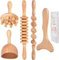 Herramientas de masaje de terapia de madera Komogir 5 en 1, masajeador de drenaje linfático, kit de maderoterapia, masajeador de madera, herramientas para esculpir el cuerpo para aliviar el dolor muscular, combatir la celulitis