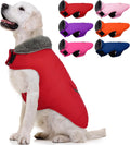 Abrigo de invierno cálido para perros MIGOHI - Chaqueta de invierno para perros, chaleco polar reflectante a prueba de viento con orificio para correa y cuello peludo 