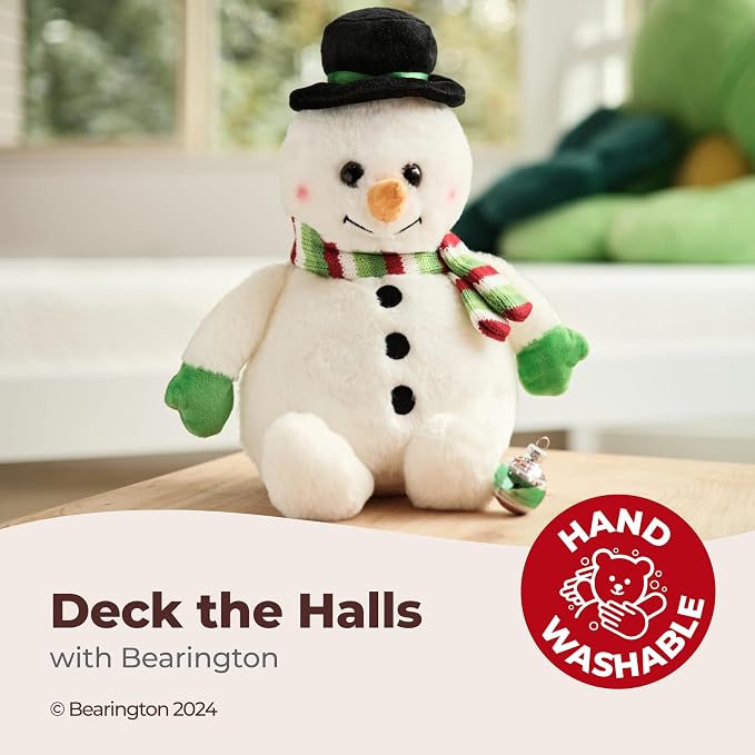Muñeco de Nieve Bearington Snowball 7" — Peluche Navideño con Bufanda y Sombrero para Niños