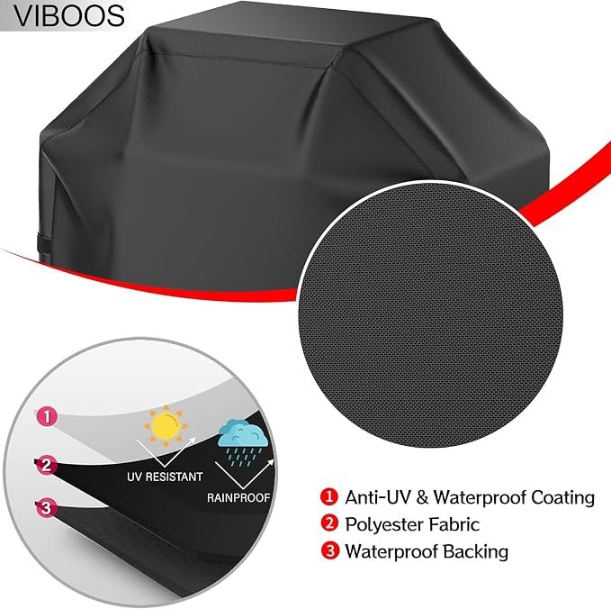 Funda para parrilla, cubierta para parrilla de barbacoa, impermeable, resistente a la intemperie, a prueba de roturas, anti-UV, resistente a la decoloración, con correa de velcro ajustable, cubierta para parrilla de gas