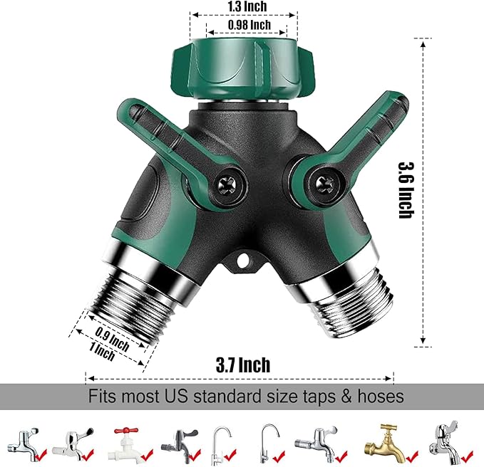 Divisor de Manguera de Jardín 2 Vías | Conector en Y con Llave de Cierre Individual