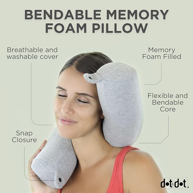 Almohada de viaje Twist de espuma viscoelástica para soporte de cuello, barbilla, zona lumbar y piernas - ideal para viajar en avión, autobús, tren o en casa