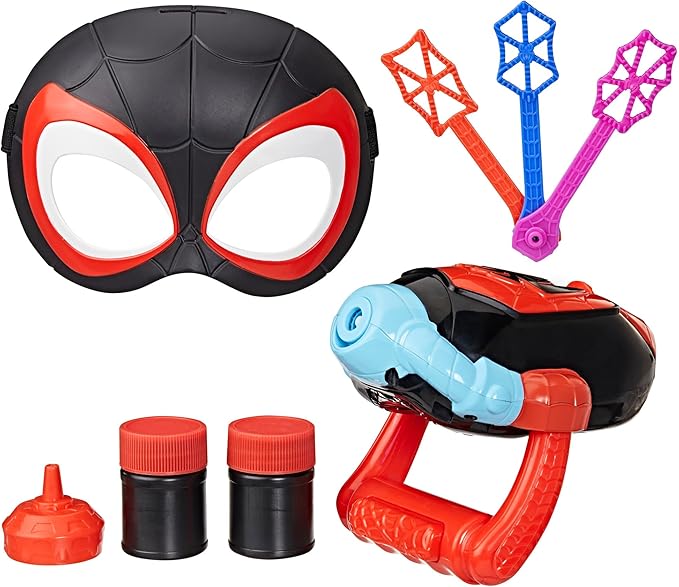 Spidey and his Amazing Friends Marvel Water-Webs Miles "Spin" Morales - Juego de rol electrónico de burbujas con máscara, juguetes de superhéroes para niños, a partir de 3 años (exclusivo de Amazon)