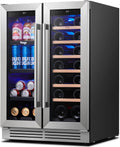 Yeego Wine and Beverage Refrigerator - 24 Inch Dual Zone Wine Fridge 60 Can & 20 Bottle