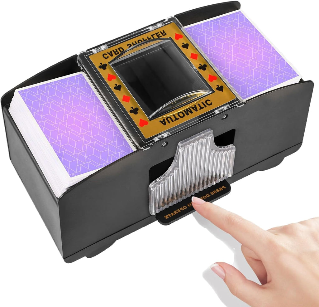 Mezclador Automático de Cartas FEIERYA Eléctrico a Pilas – Compatible con 1, 2, 4 y 6 Mazos para Juegos y Póker