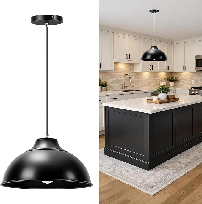 Luces colgantes para isla de cocina, lámparas colgantes de cúpula de metal, luces colgantes de altura ajustable para dormitorio, comedor y entradas