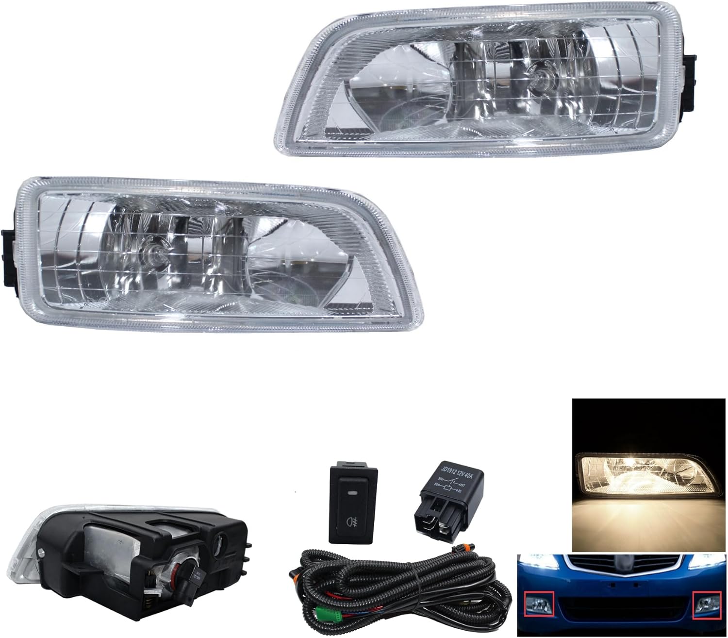 Luces Antiniebla Honda Accord 2003-2007 Sedán 4 Puertas – Lente Transparente con Bombillas H11 y Arnés Incluido