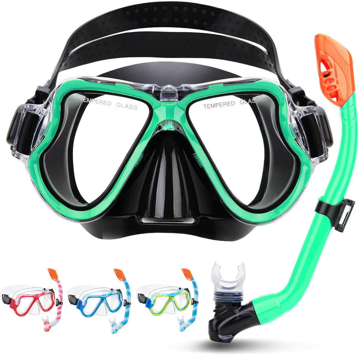 Set de Snorkel 4 en 1 CTSAYTL para Niños | Máscara Panorámica Antiempañante, Snorkel Seco, Aletas y Bolso de Viaje( ARTICULO VIENE COMO SE MUESTRA EN LA SEGUNDA IMAGEN )
