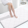 50x24 Pulgadas | Felpa | Tapete de Baño Ultra Suave y Absorbente, Lavable a Máquina, para Suelo de Baño, Bañera y Ducha, Color Blanco