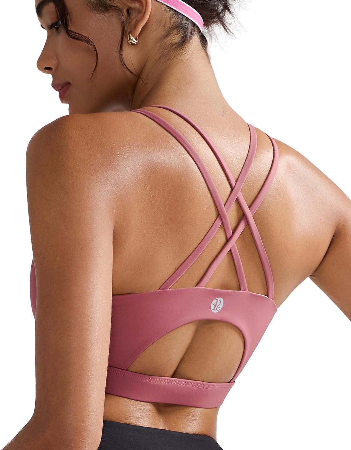 Rojo Rosa-Sujetador deportivo RUNNING GIRL para mujer, top deportivo acolchado rojo, sexy, con espalda cruzada, de alto impacto, largo, para entrenamiento y yoga (WX2354Rojo Rosa, M)