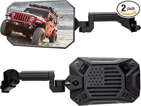 JOYTUTUS Espejos Laterales Sin Puertas para Jeep Wrangler JL/JLU 2018-2023 y Gladiator JT – Adaptador de Bola, Vista Amplia, Sin Vibración