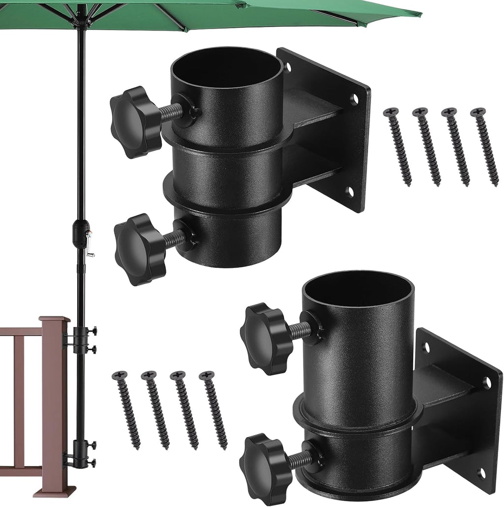 Soporte para Sombrilla de Terraza en Barandal – Heavy Duty, Pack de 2, Compatible hasta 2" de Diámetro