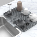 Tapete de Silicona para Secar 51x40cm | Escurridor de Platos con Drenaje Integrado Extra Grande para Cocina Gris