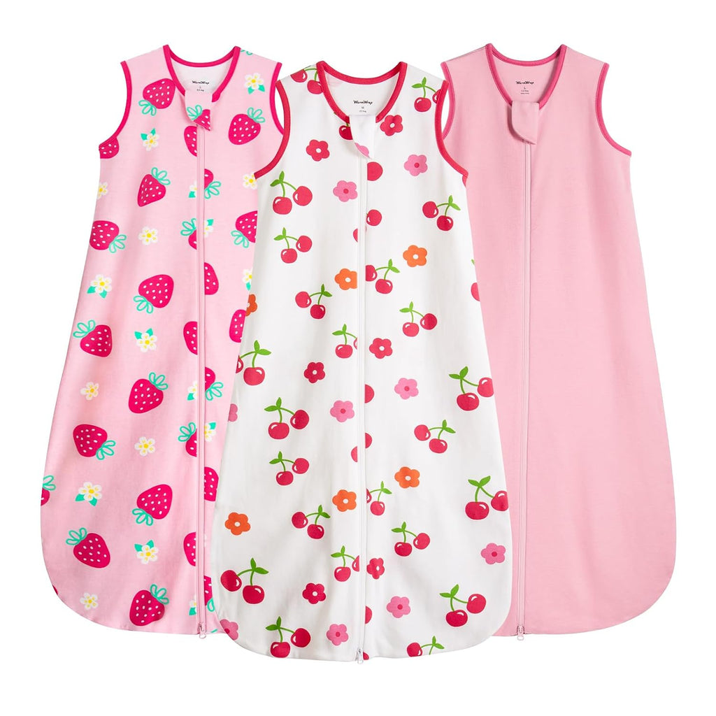 Saco de dormir WarmWrap para bebé de 18 a 24 meses, 100 % algodón, 0.5 Tog, manta portátil para bebé de 2 años, paquete de 3 sacos de dormir transpirables, suaves y ligeros con cremallera bidireccional