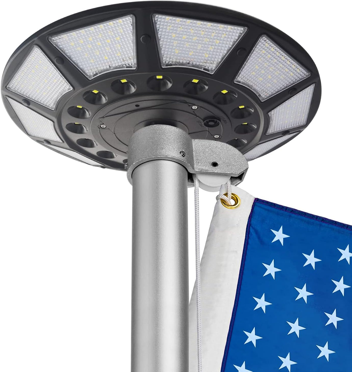 Luz Solar para Asta de Bandera | LED Súper Brillante para Astas de 4.5-7.6m | Solar, de Anochecer al Amanecer | 4200LM | 266 LEDs | Para Exterior