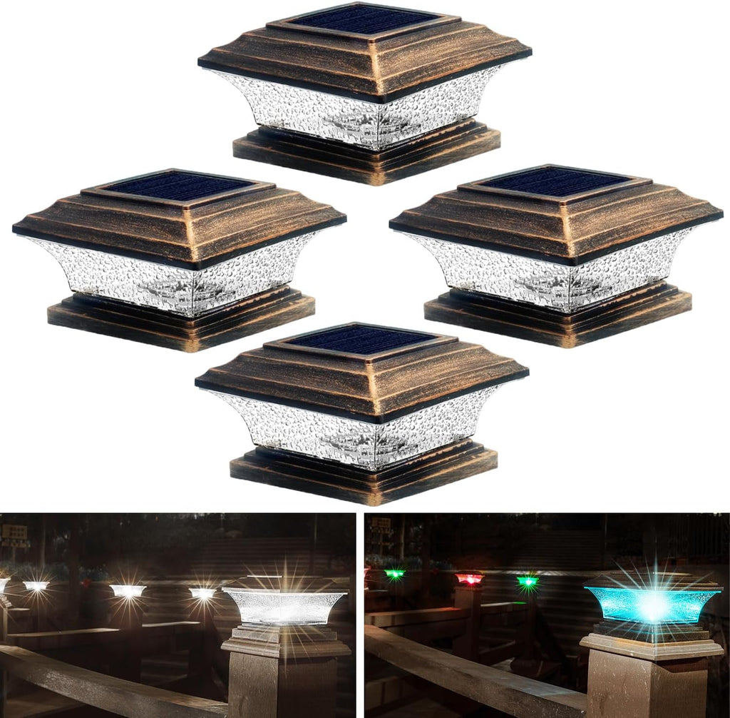 Luces Solares para Postes HUYIENO | LED Exterior 9 Modos Cobre Cepillado para Postes 4x4 y 5x5"