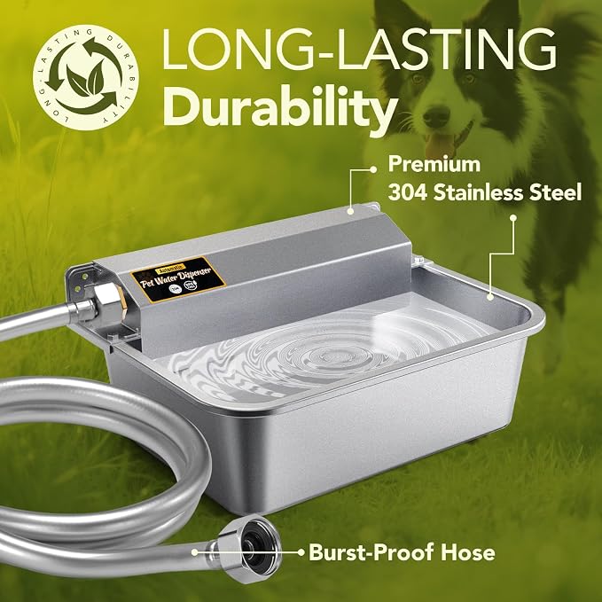 USADO – Dispensador Automático de Agua para Perros de 2 Galones – Acero Inoxidable, Sin Electricidad, para Jardín y Granja