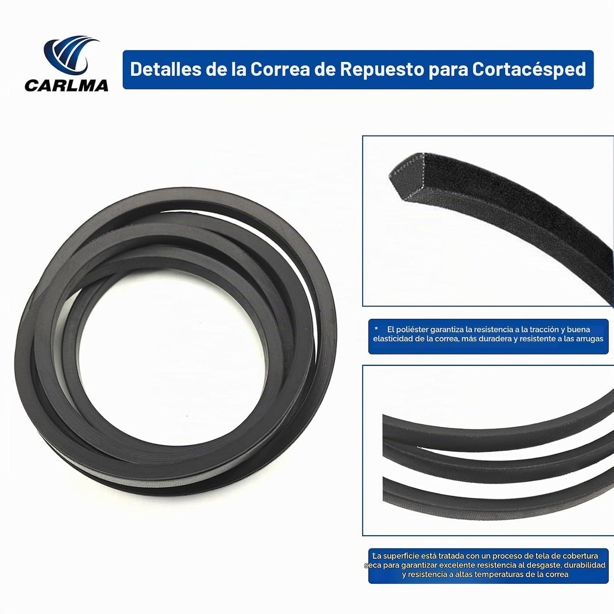 Cinturón de cubierta para cortacésped Exmark 1-413093 413093 44 pulgadas Lazer Z 48 pulgadas, trazador de césped, para Husqvarna 539109242 EZ 4824 RZ 4824 WH 4817 Z 4822 (5/8" x 137")