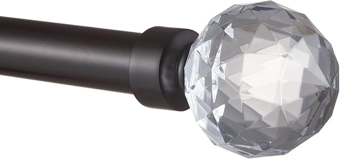 Exclusive Home - Cortinero de bola de cristal de 1 pulgada y juego de remates a juego, bronce mate, ajustable de 36 a 72 pulgadas