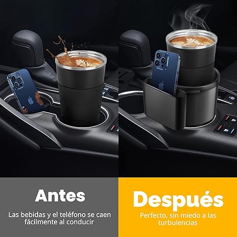 Expansor de portavasos de automóvil, adaptador extensor de portavasos para automóvil con base ajustable