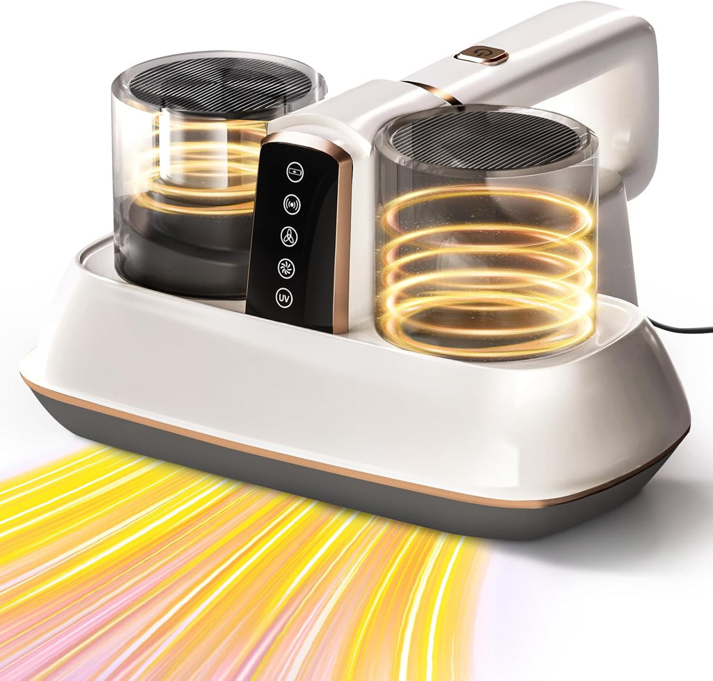 VXTUYO Mattress Vacuum Cleaner Bed Vacuum, 16Kpa Handheld Bed Vacuum Cleaner with HEPA Filter & 140℉ Hot Air & UV-C, 33k Slapping/Min 500W Powerful Couch Vacuum for Sofa Carpet Bedding with Cord