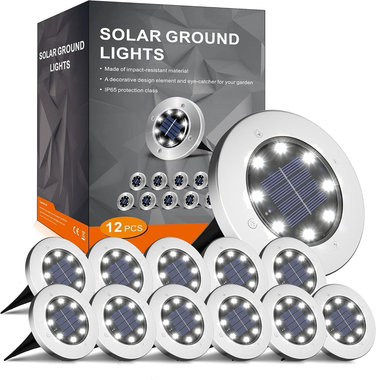 Luces solares INCX de 4.6 pulgadas para exteriores, impermeables, paquete de 11 luces solares para exteriores, luces solares para jardín, iluminación paisajística para patio, sendero, césped, terraza, entrada de vehículos, camino, blanco frío