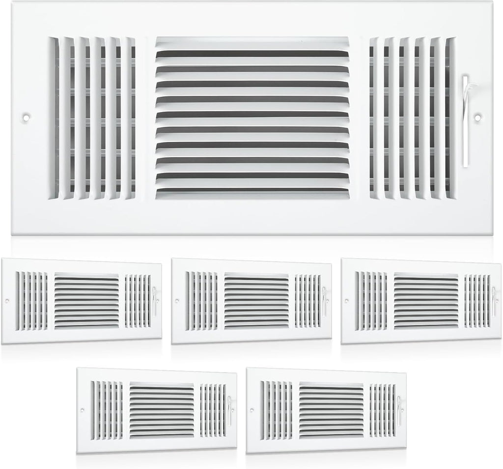 Cubiertas de Ventila de Aire Datanly (6 Pzs) | Blancas Interior 36x15cm | Registro de Pared o Techo de 3 Vías | Acero Sólido | Para HVAC